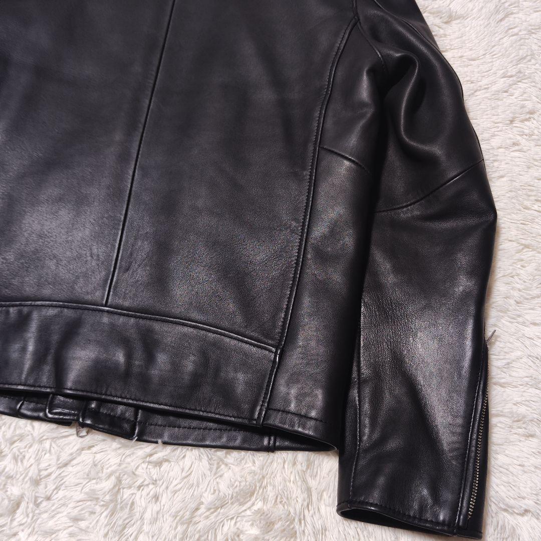 美品✨メンズビギ 羊革 シングルライダース レザージャケット シープスキン 黒