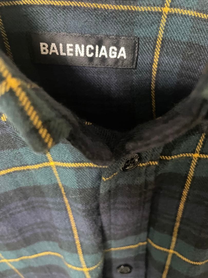 正規品　balenciaga オーバーサイズチェックシャツ　19ss バックロゴ