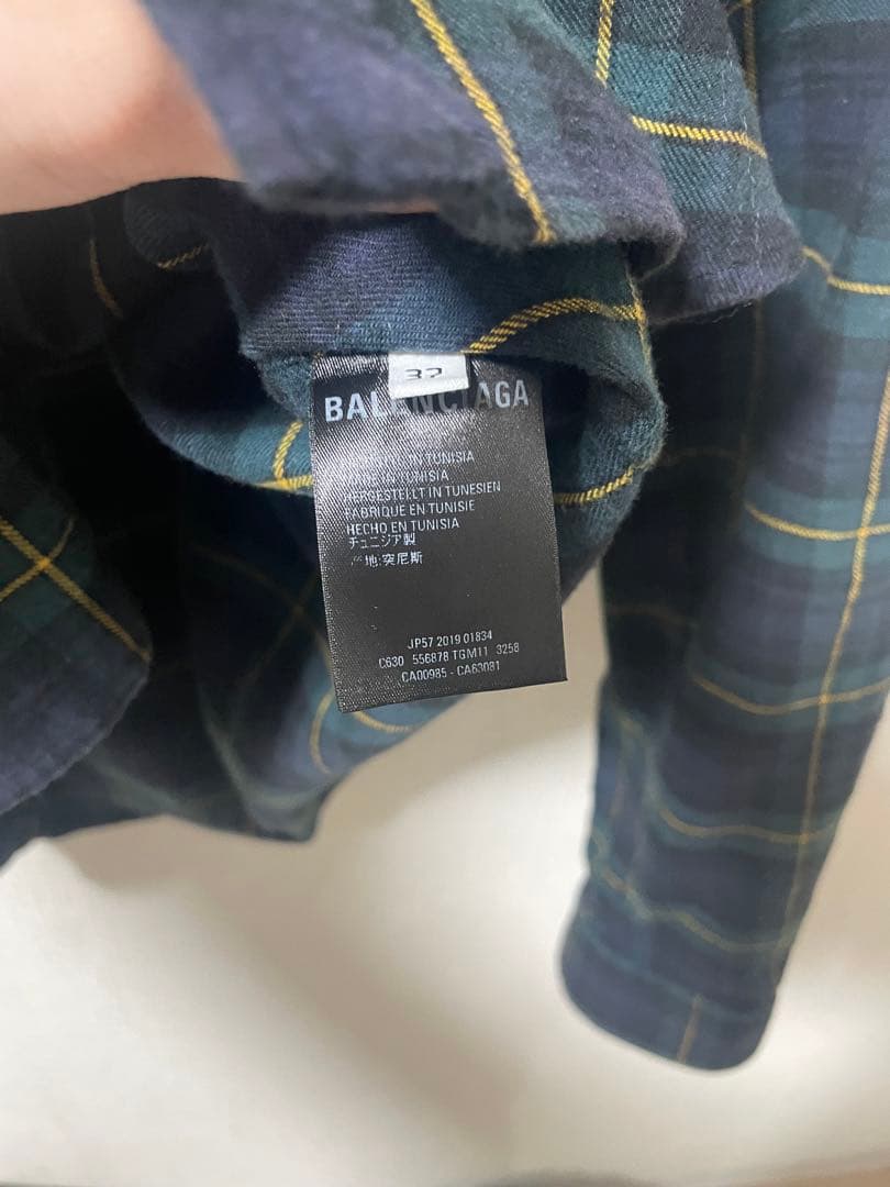 正規品　balenciaga オーバーサイズチェックシャツ　19ss バックロゴ