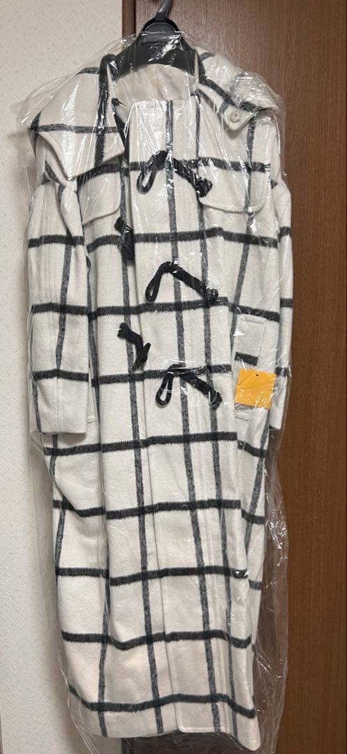 pinue ピヌエ　ロングダッフルコート　check チェック　M