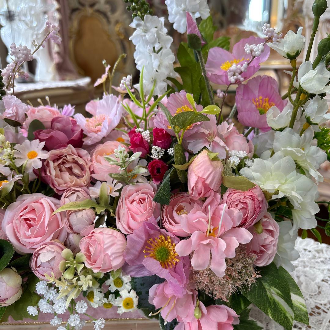 横広 Lサイズ フラワーアレンジメント 造花 ウェディング パーティー