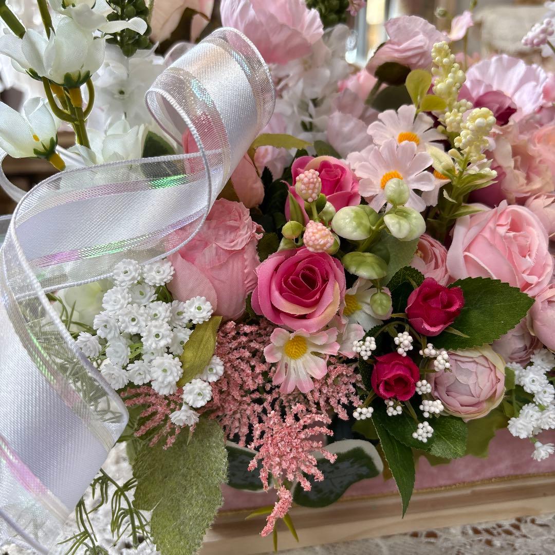 横広 Lサイズ フラワーアレンジメント 造花 ウェディング パーティー