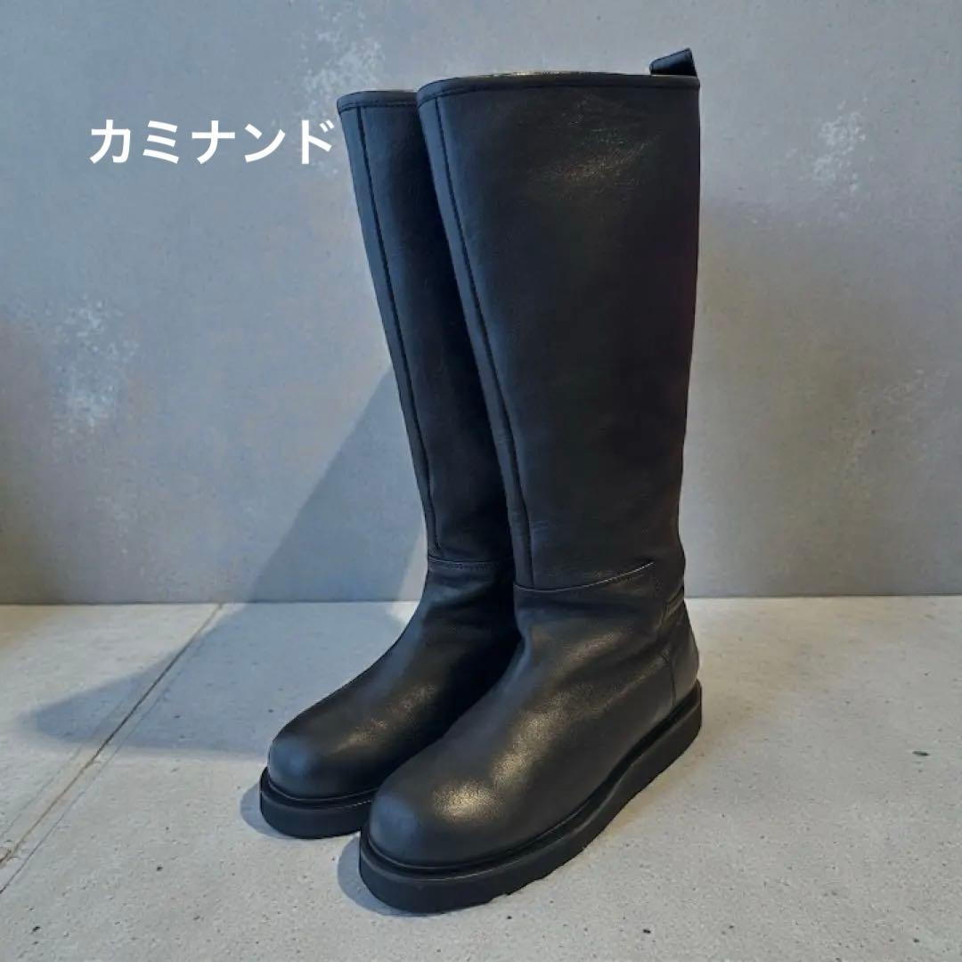 カミナンド ライディングロングブーツ レザー 厚底　黒 24.0cm 8サイズ