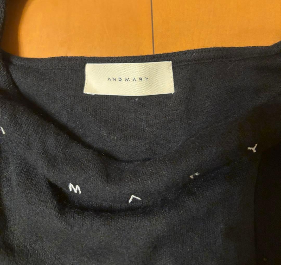 andmary Nana ribbon oneshoulder tops 黒