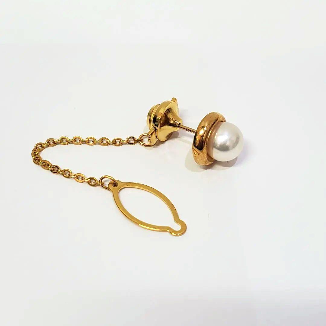 K18 あこや本真珠　8.2mm珠　タイピン　ラペルピン　タイタック