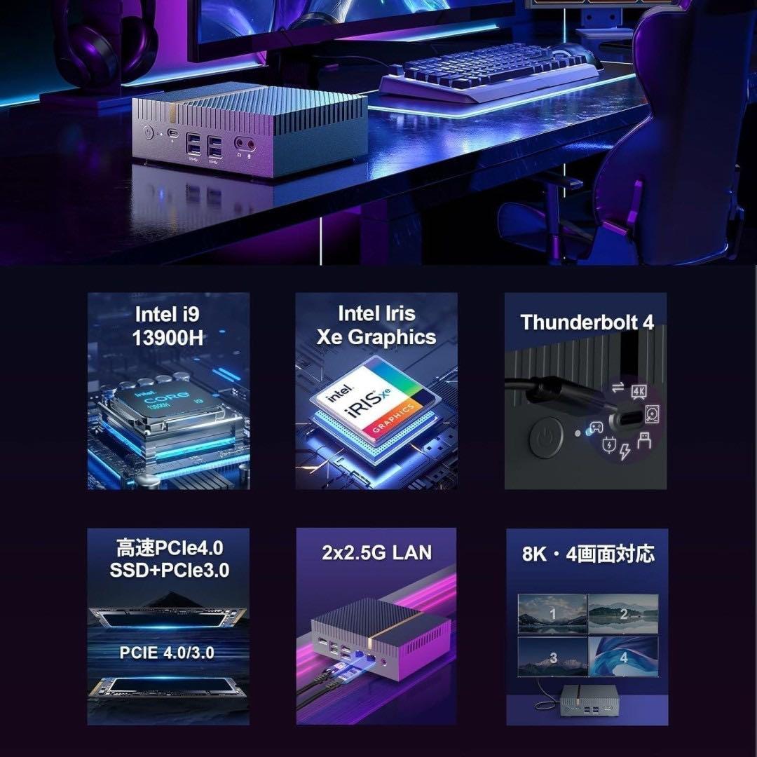 ミニPC 第13世代インテル Core i9-13900H 14コア20スレッド