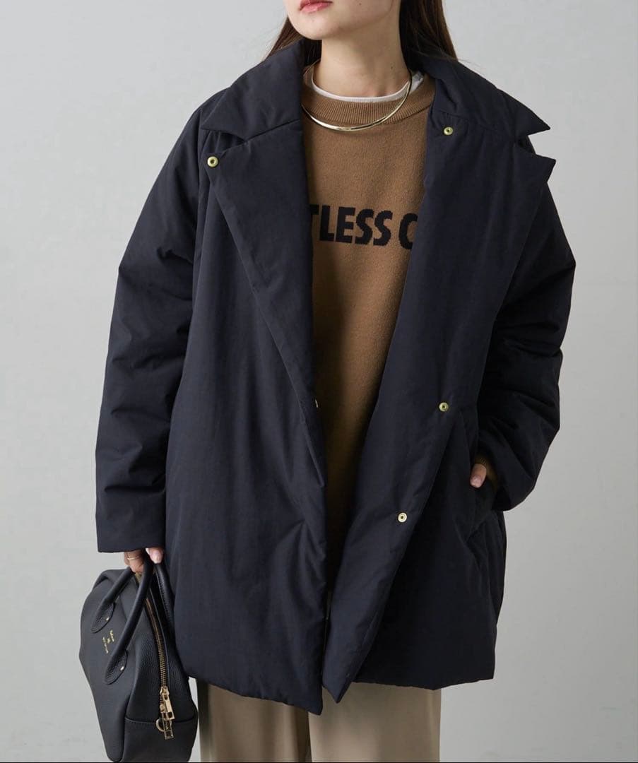 美品【中綿テーラードコート】pual ce cin 黒 ダウンジャケット