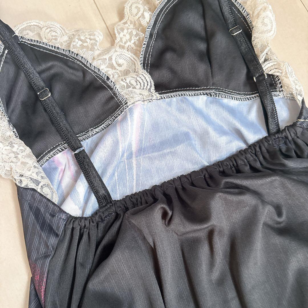 平成ギャル y2k リメイク古着 キャミソール ブラック ゴールド マーブル