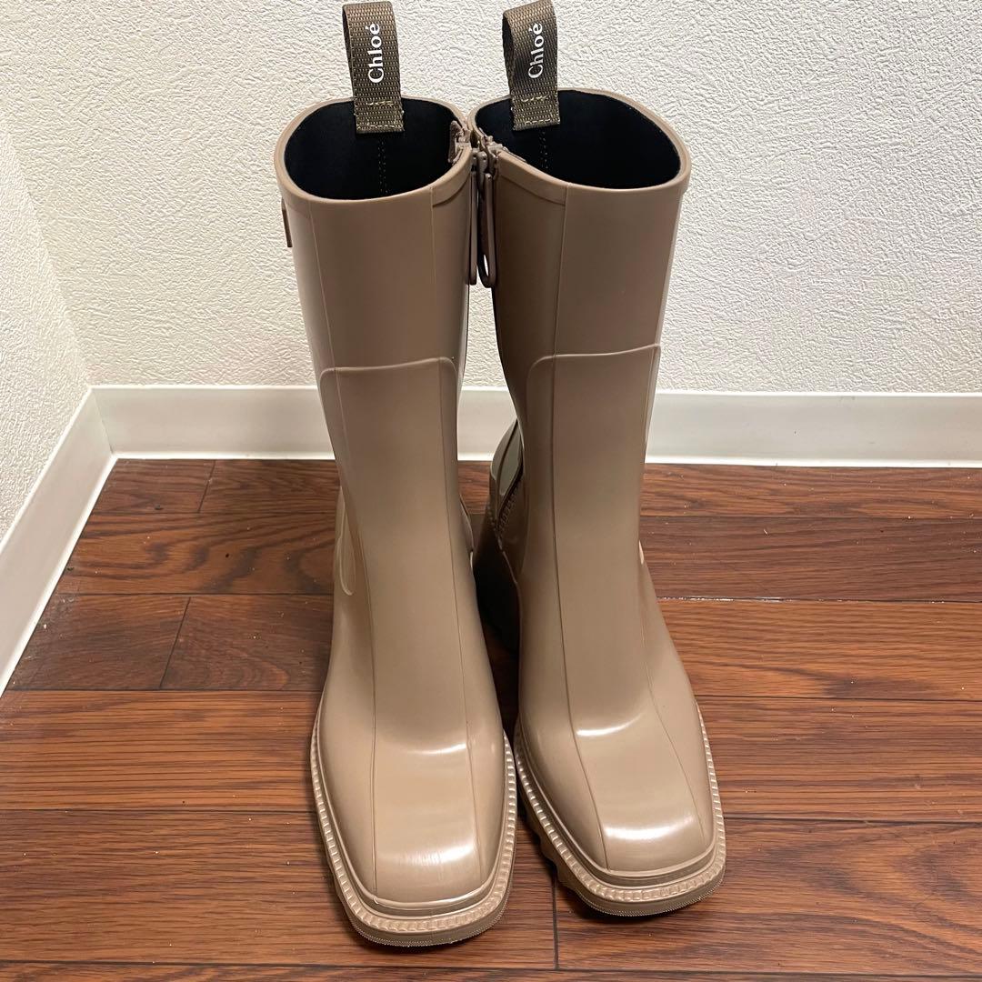 美品クロエ CHLOE BETTY ベティ レインブーツ 長靴 ラバー ベージュ