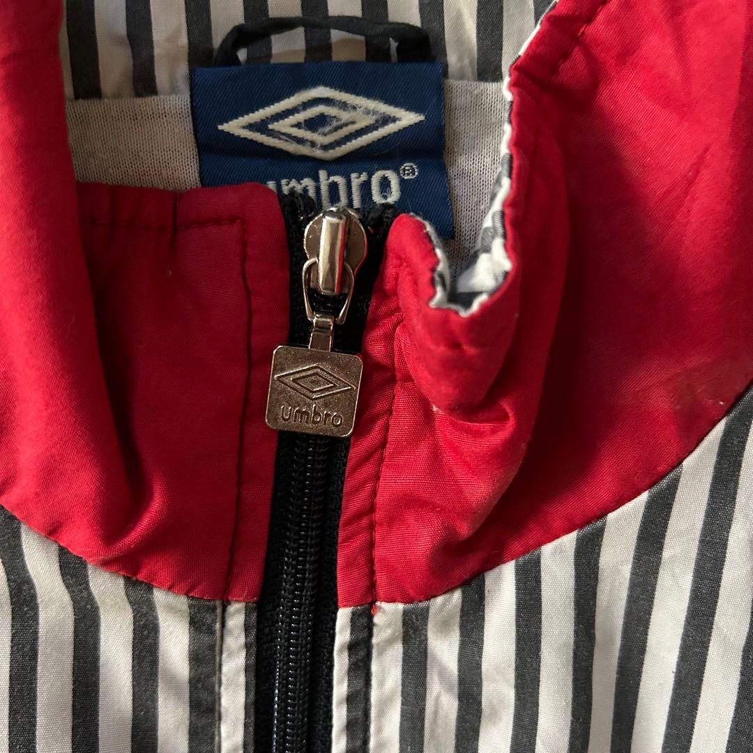 希少90sアンブロUMBROハーフジップナイロンジャケット刺繍ロゴ好配色古着XL