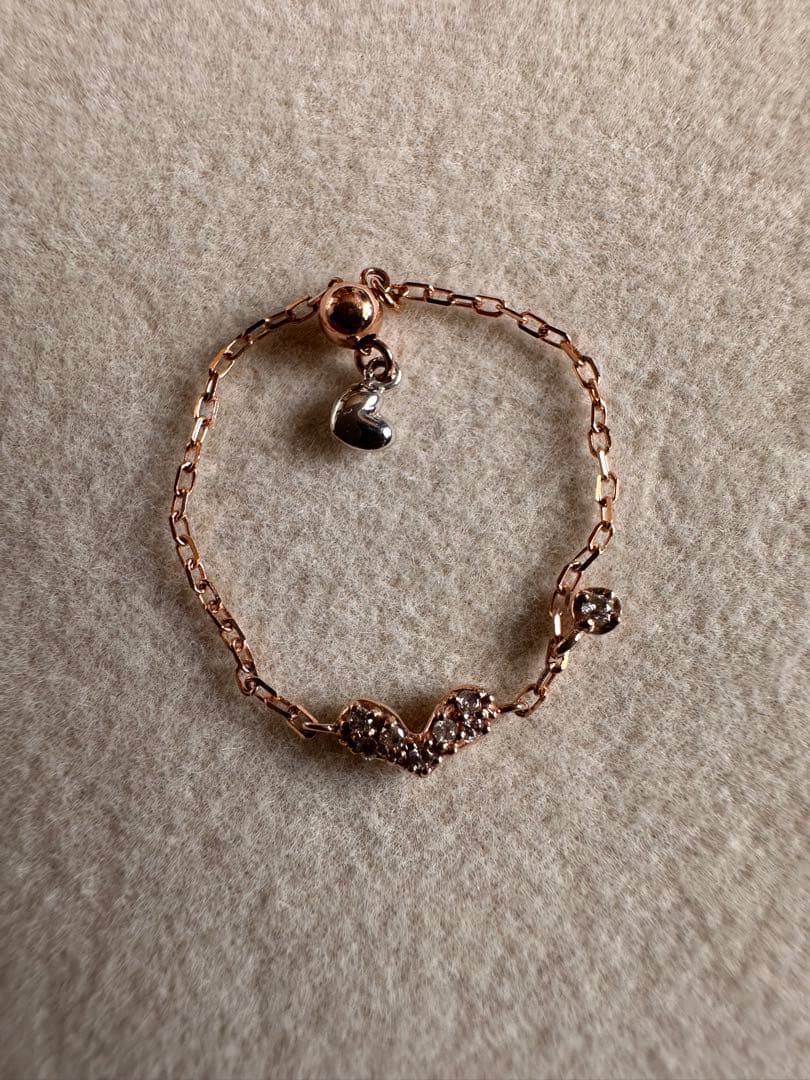 た*え様 k10ピンクゴールド　ダイヤモンドチェーンリング