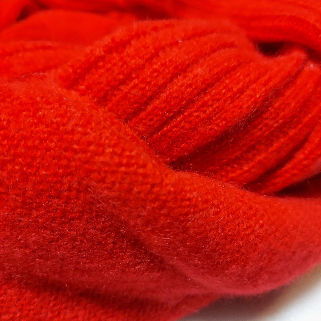 試着のみ！45R✨Rボタン カシミヤ100% スヌード ネックウォーマー アカ