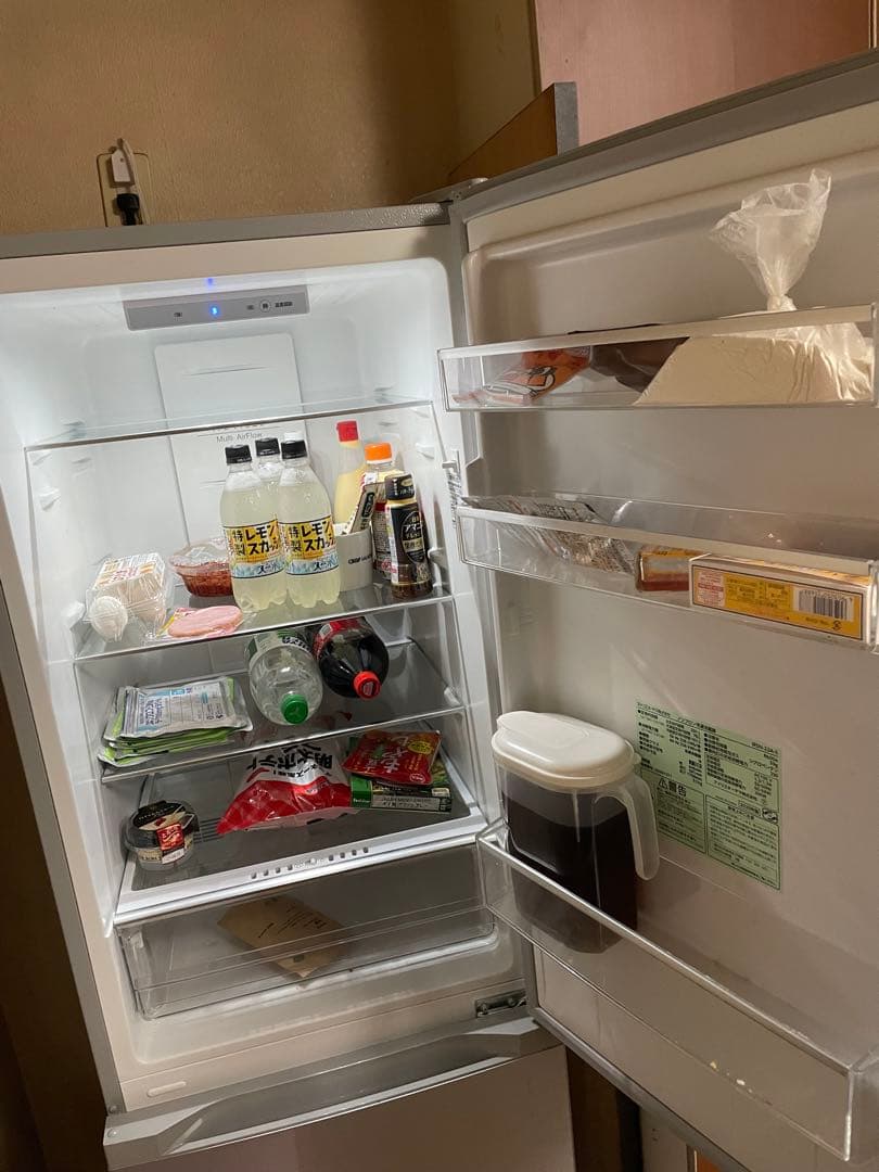 引取限定IRIS OHYAMA シルバー冷蔵庫 フレンチドア