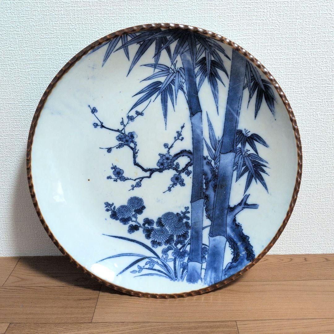 レア物　時代物　印判　イゲ皿 染付け大皿２枚セット