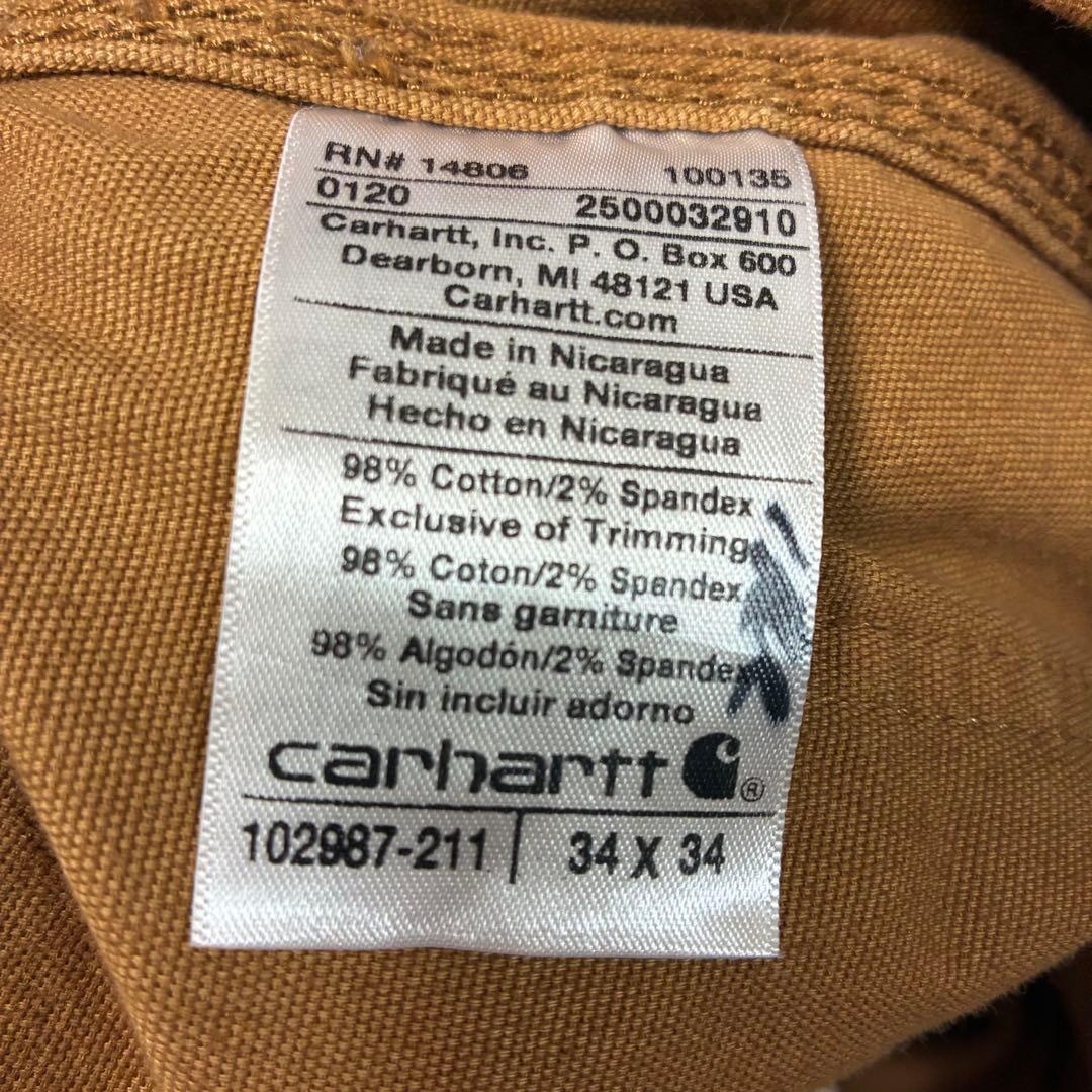 Carhartt ダブルニー　ブラウンオーバーオール　34×34