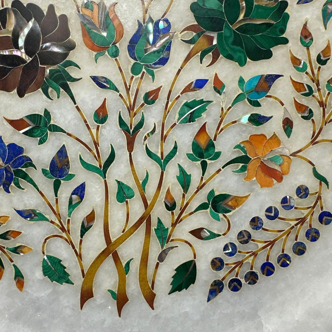 置物，皿，ハンドメイド 天然石　細工 螺細 プレート 飾り皿