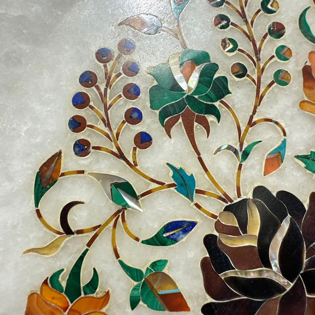 置物，皿，ハンドメイド 天然石　細工 螺細 プレート 飾り皿