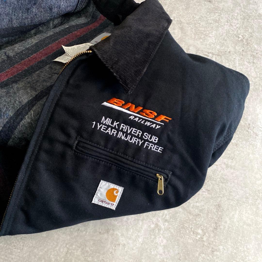 美品 カーハート デトロイトジャケット 企業ロゴ 黒 ブラック XL