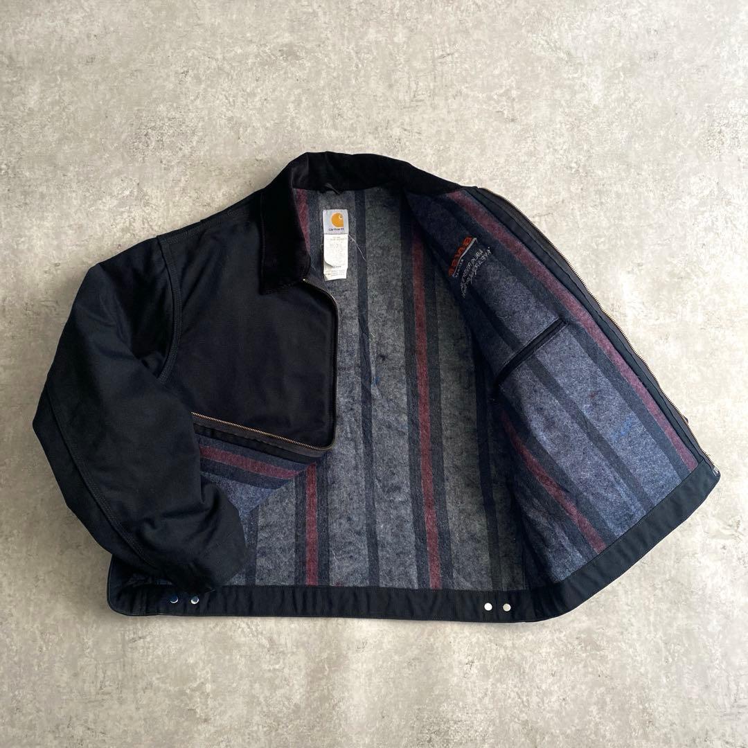 美品 カーハート デトロイトジャケット 企業ロゴ 黒 ブラック XL
