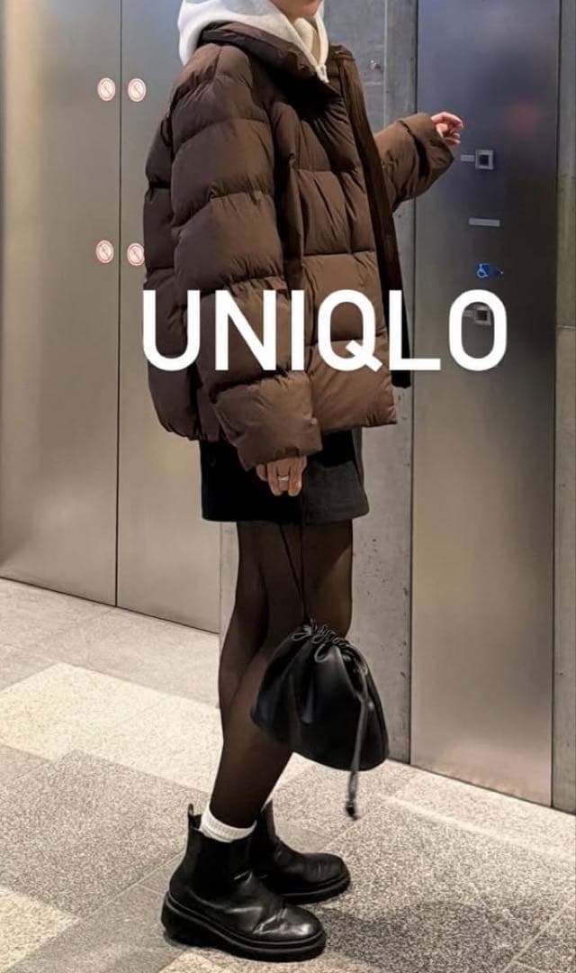 新品＊UNIQLO ユニクロ パウダーソフトダウンジャケット ブラウン L＊