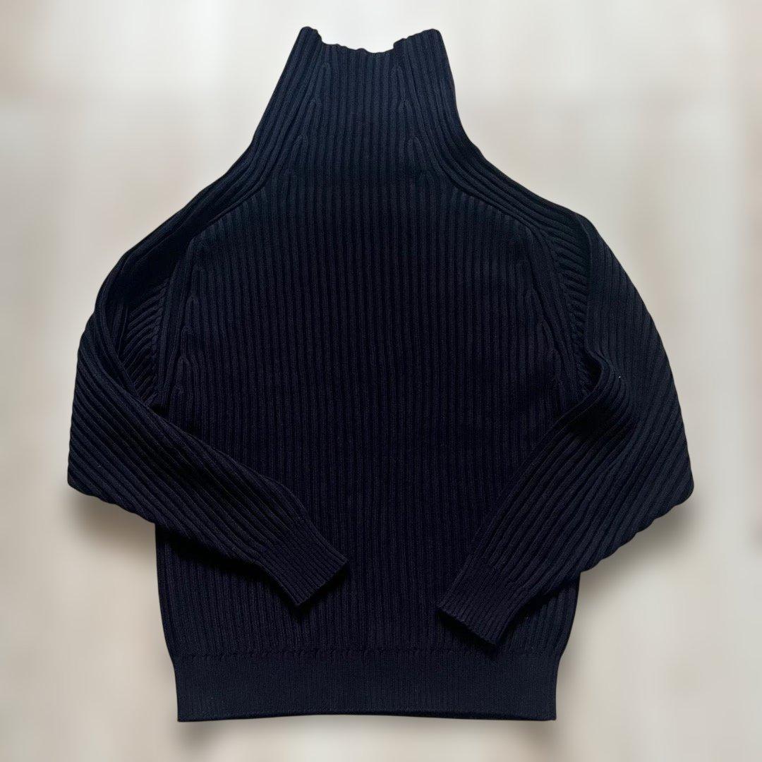 美品！ everyone ネイビー タートルネック リブニット セーター M