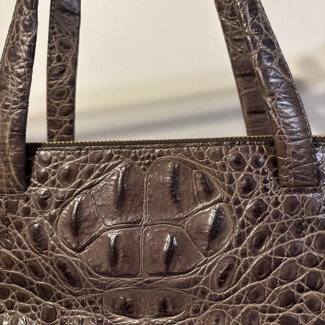 フルラ トートバッグ クロコ型押し 南京錠 グレー　美品