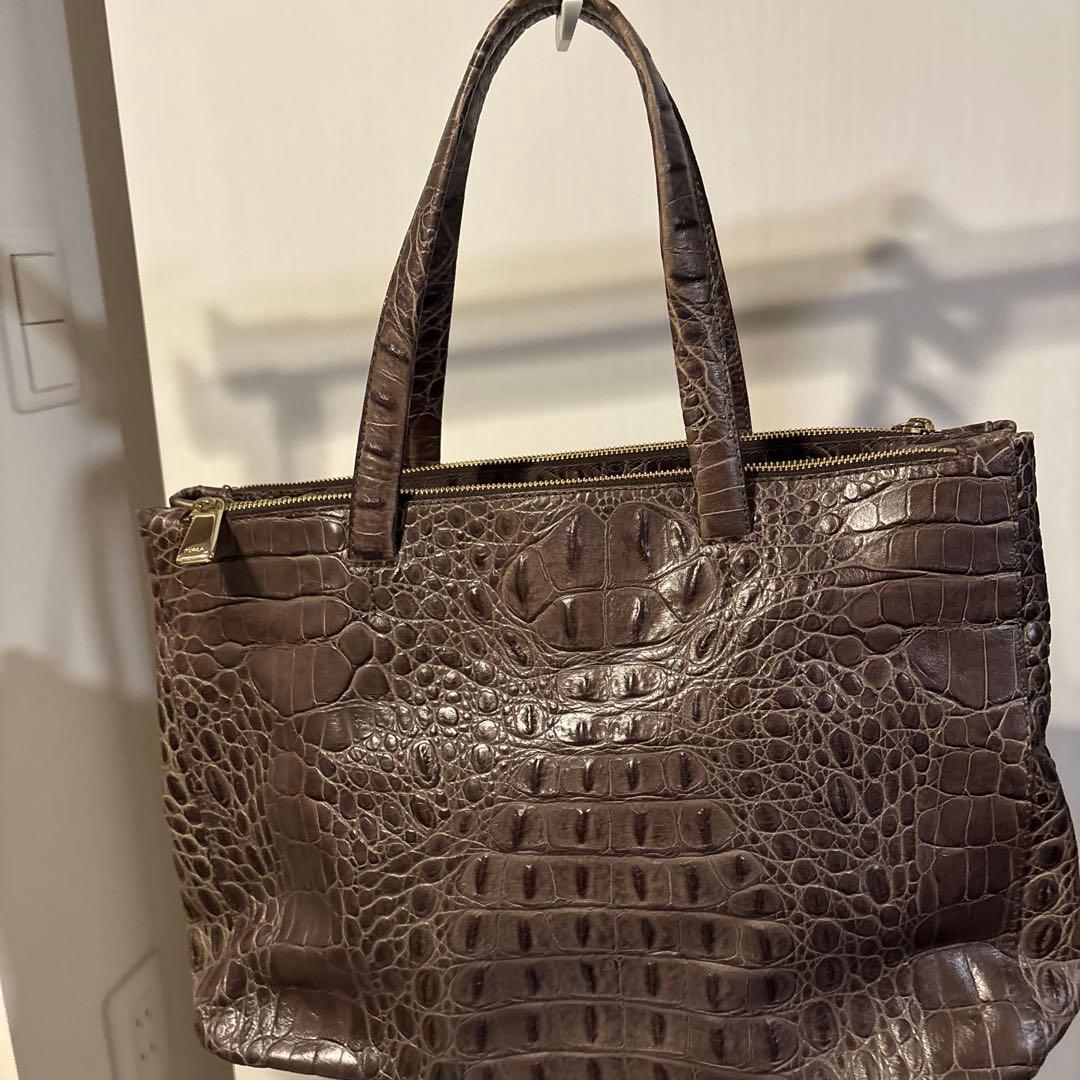 フルラ トートバッグ クロコ型押し 南京錠 グレー　美品