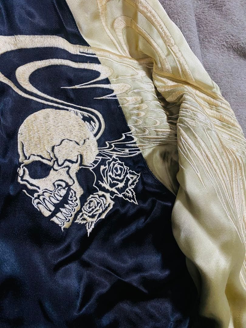 2面用 SATORI 日本限定　スカジャン スカル レオパード 100%silk