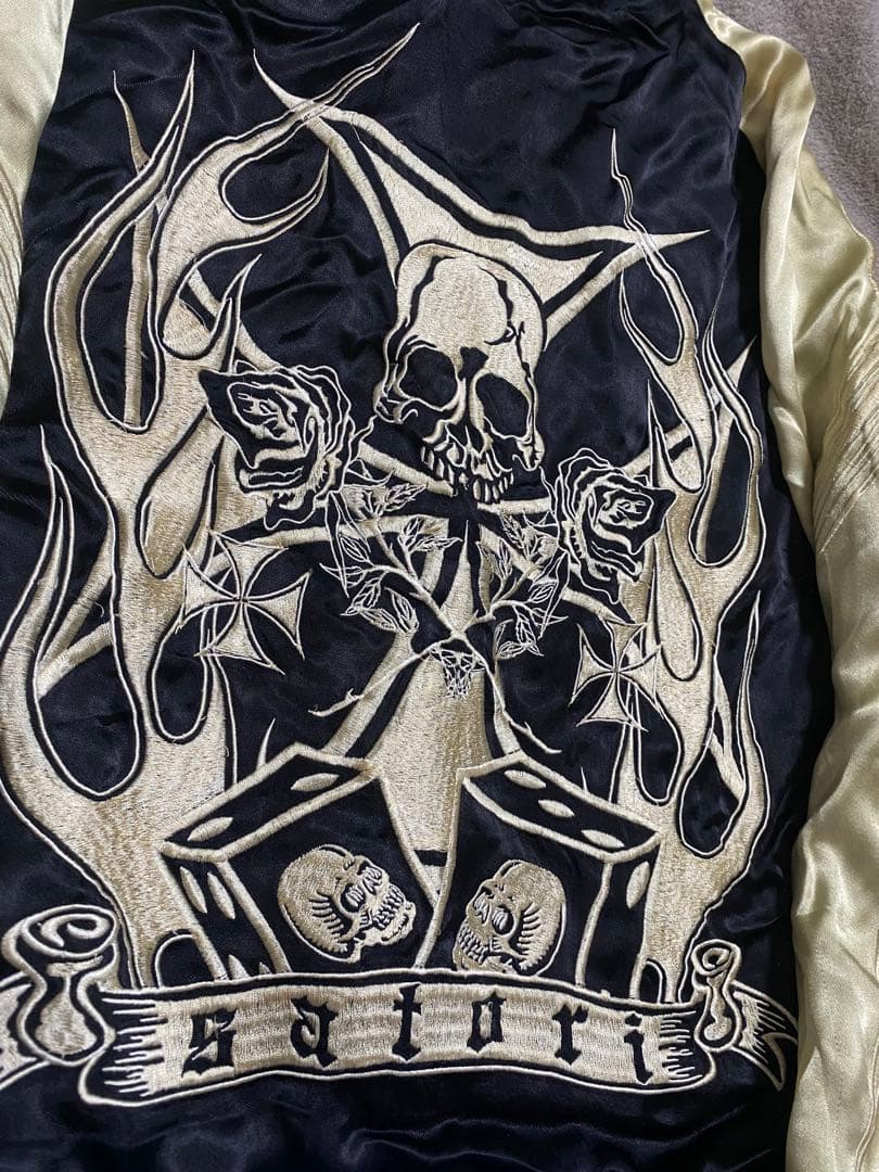 2面用 SATORI 日本限定　スカジャン スカル レオパード 100%silk