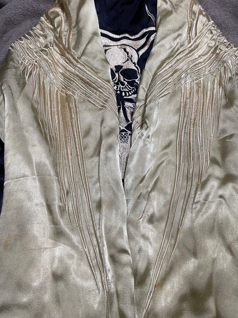 2面用 SATORI 日本限定　スカジャン スカル レオパード 100%silk