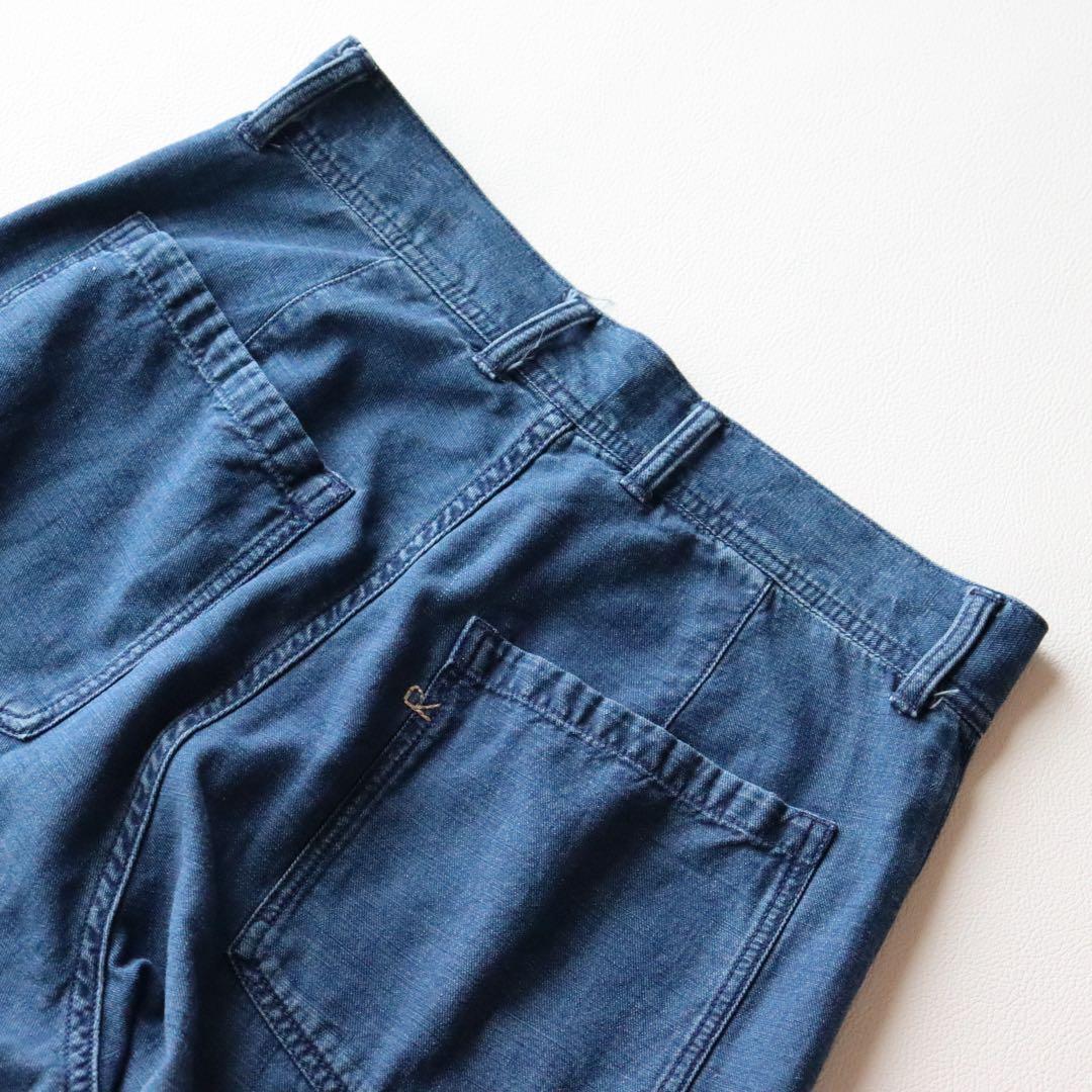 5068【美品】45R ゴマデニムの908ペインター（加工）藍色 ハイウェスト