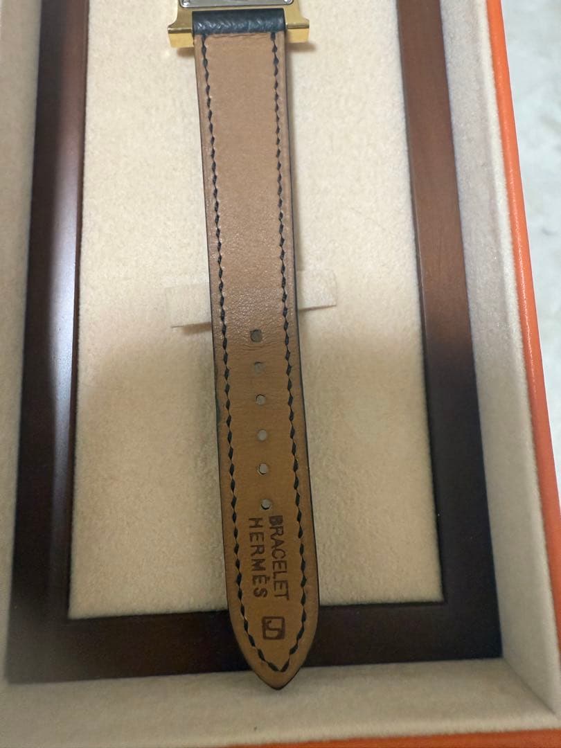 HERMES アナログ時計 ブラックレザー