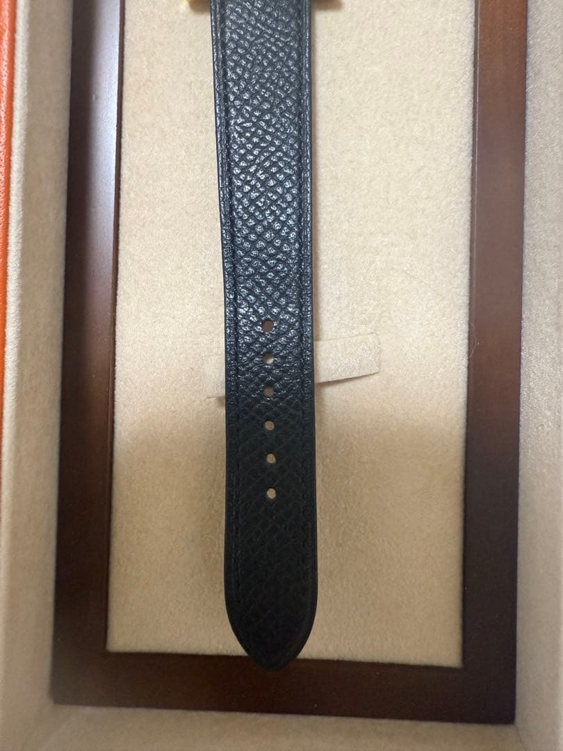 HERMES アナログ時計 ブラックレザー