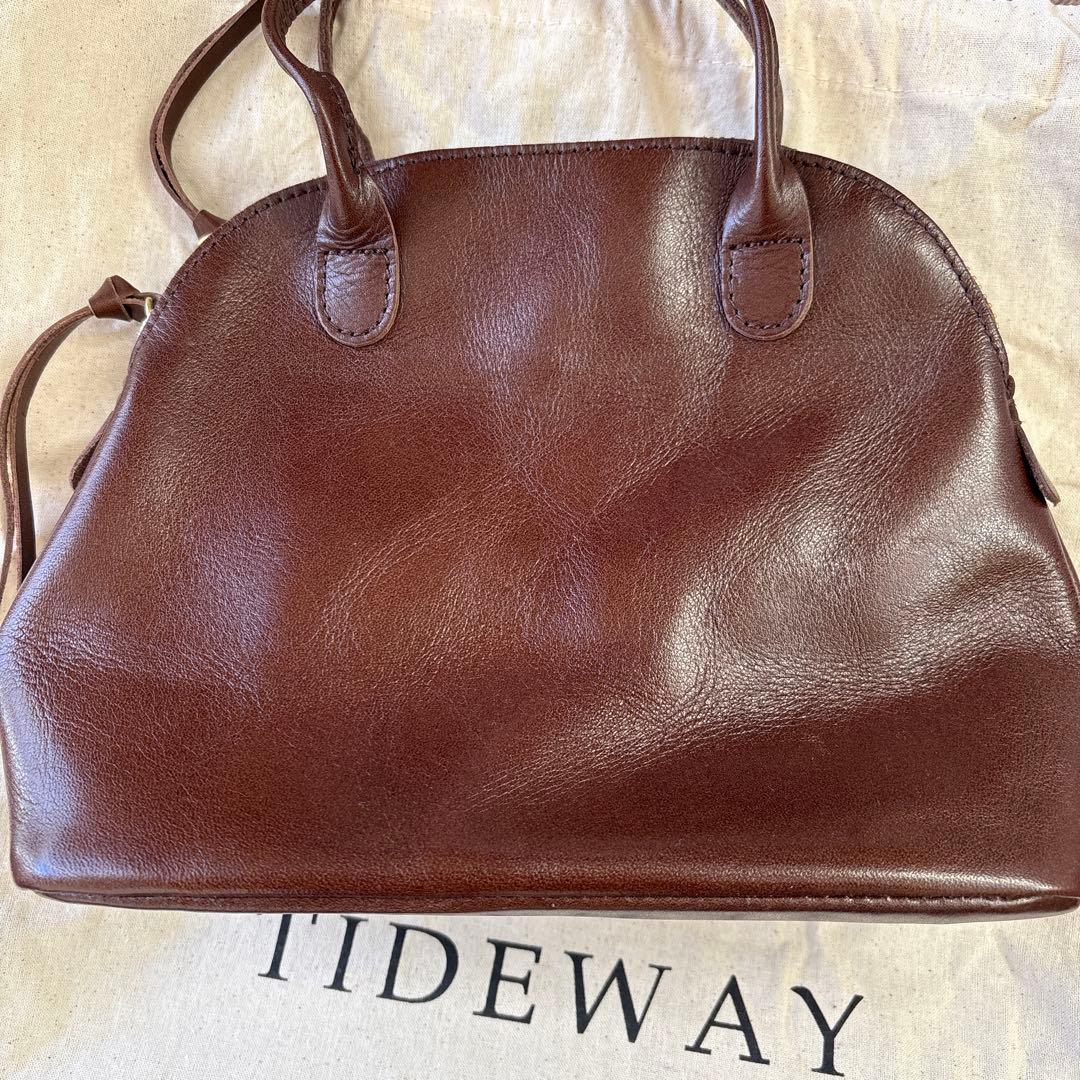 新品 TIDEWAY ダークブラウン レザー ハンドバッグ S 保存袋