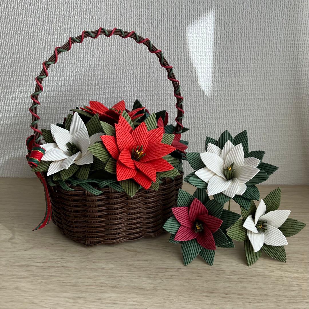 森ママ　ひまわり花かご&ポインセチアかご