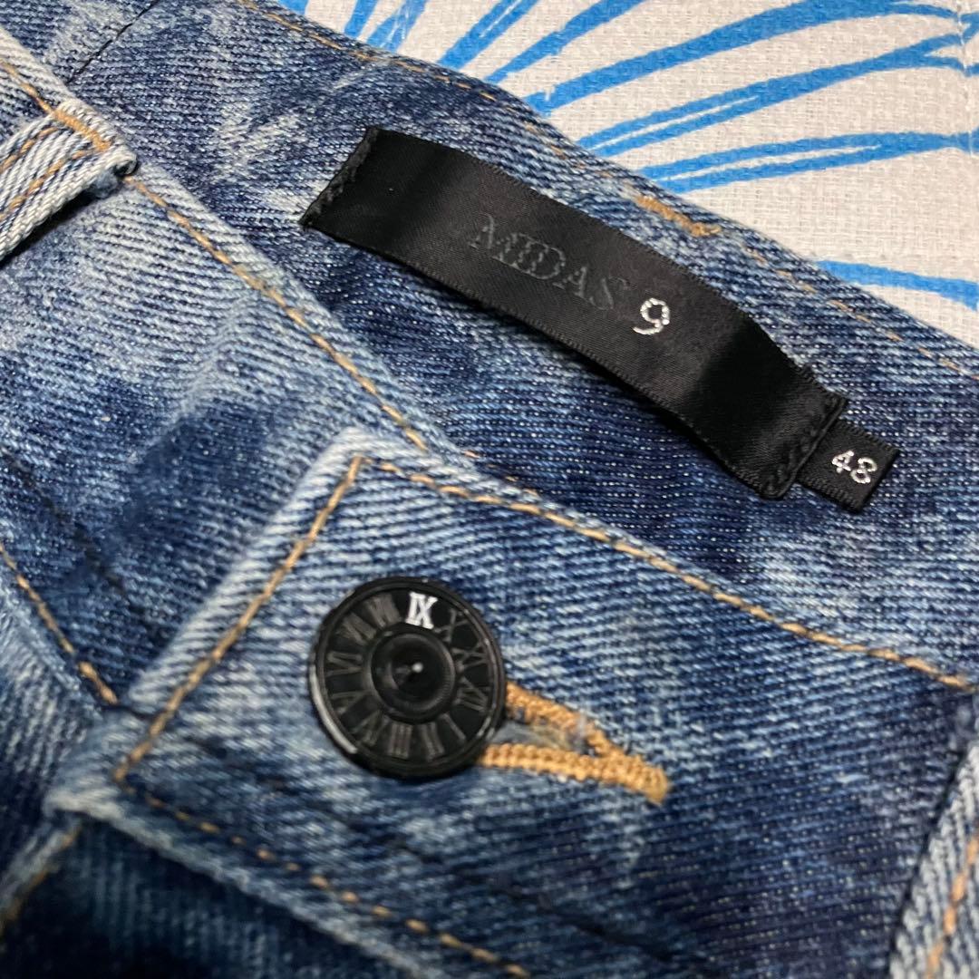 【希少】MIDAS 刺繍　染め　ダメージ加工　ワイド　フレア　デニム　パンツ