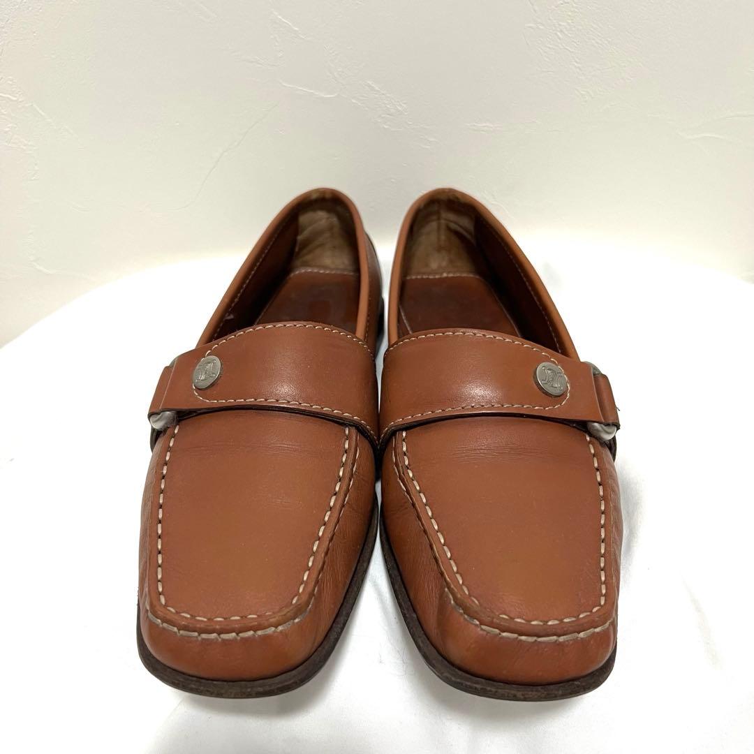 vintage old Celine セリーヌ レザー ローファー バックル