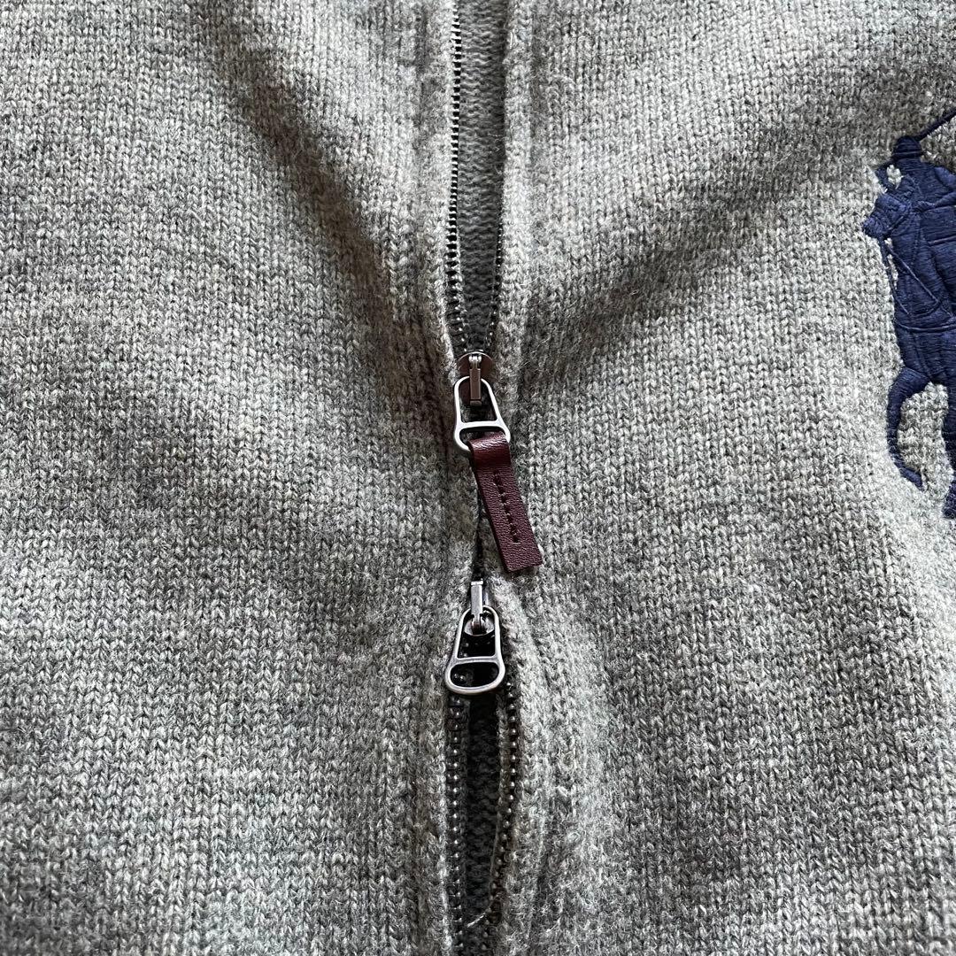 美品　ポロラルフローレン　LL ビッグポニー ジップアップニット エルボーパッチ