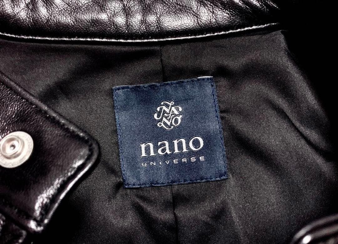 Lサイズ◎NANO UNIVERSE 羊革 滑らかラムレザー シングルライダース