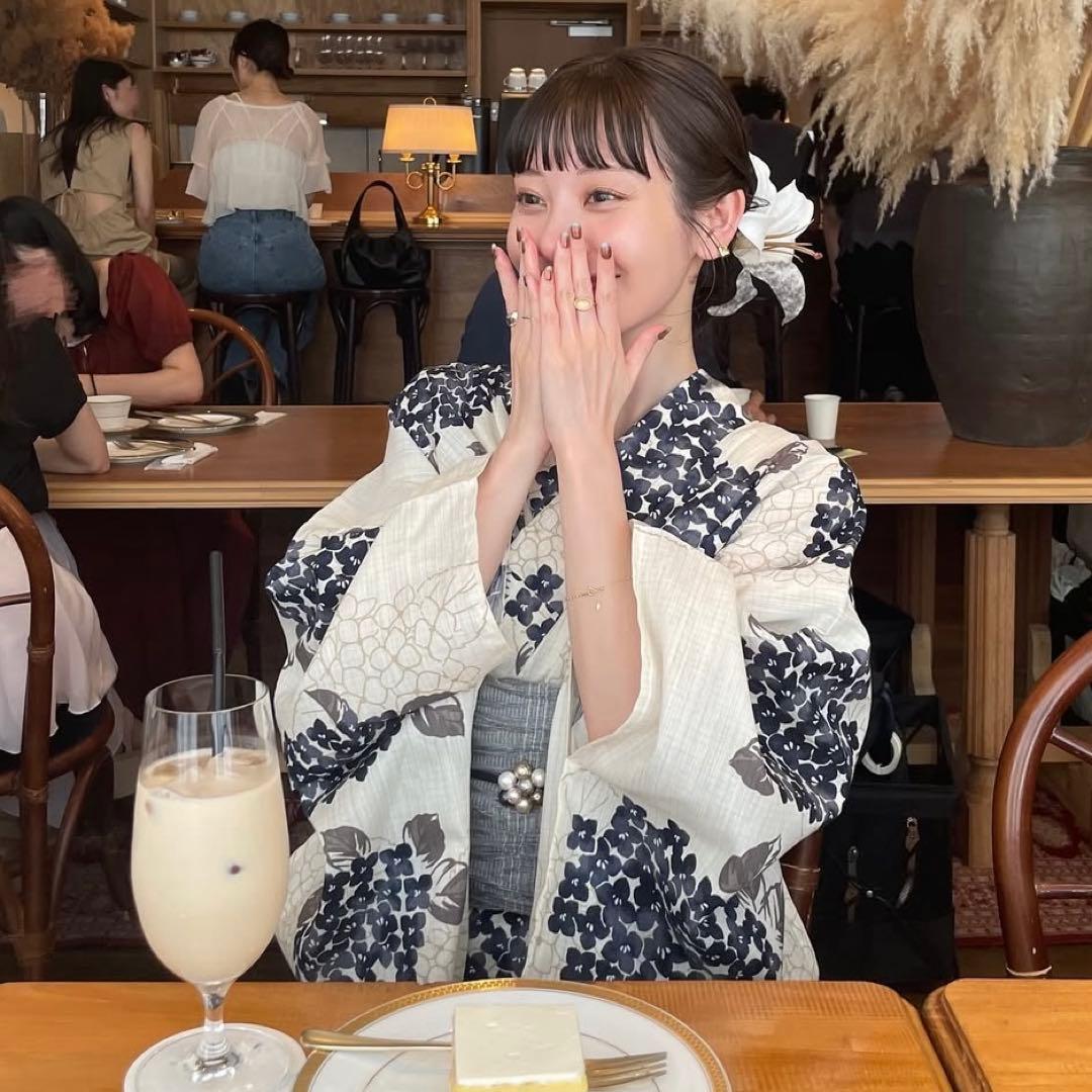 hinari 紫陽花　浴衣セット　帯　下駄付き　ブルー　新品未開封　きりまる