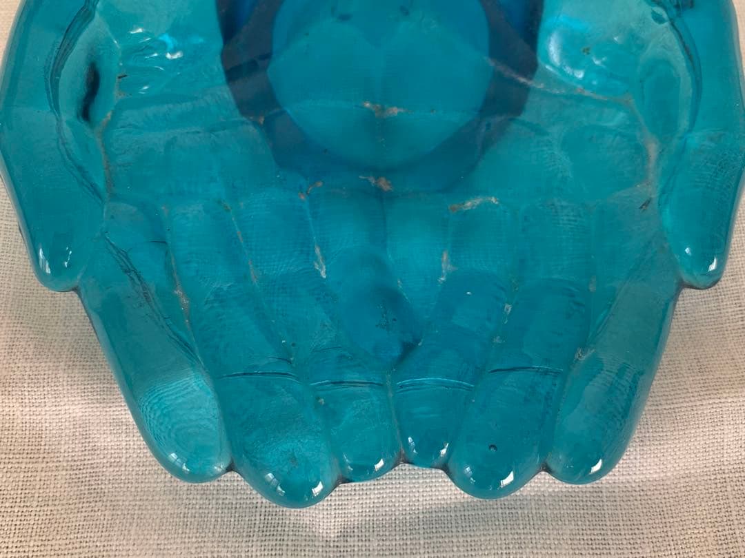 フランスアンティーク　ハンドモチーフ　トレイ　ガラス製　ブロカント