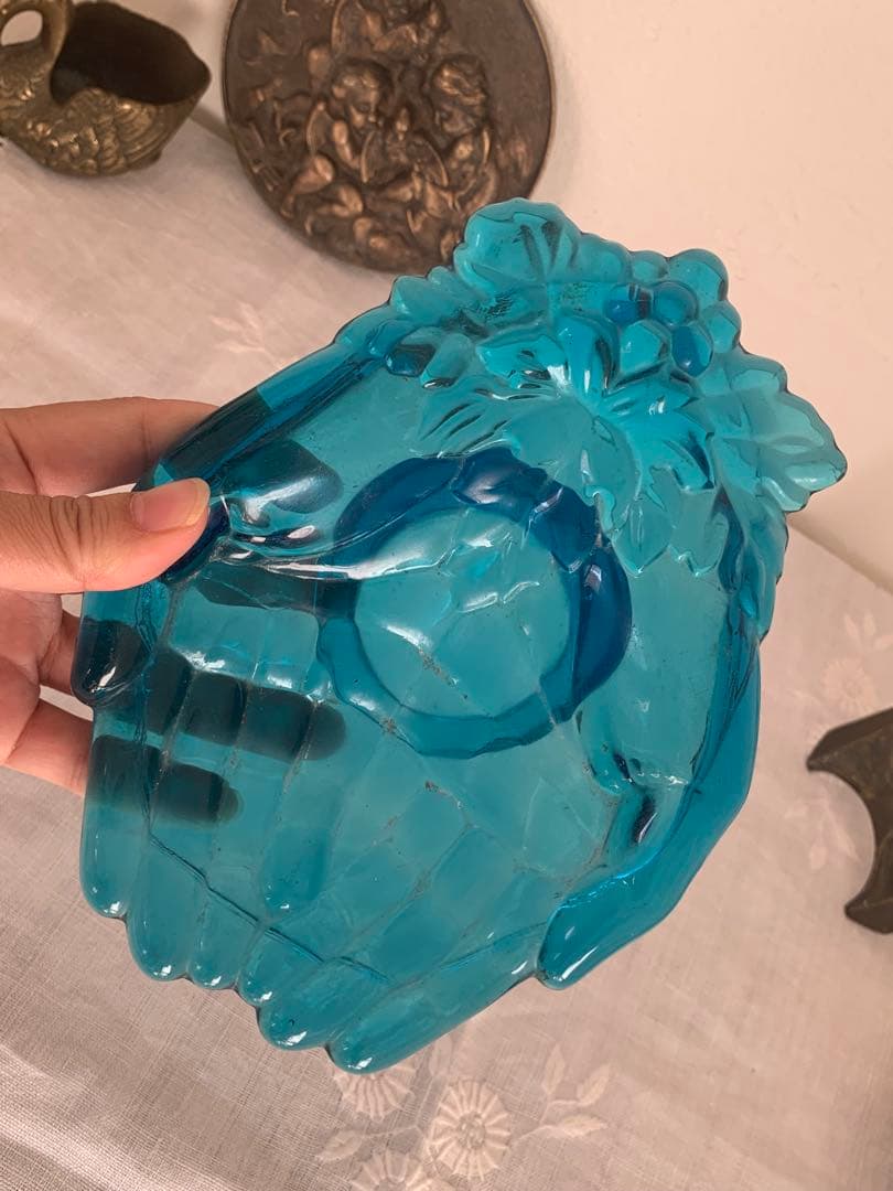 フランスアンティーク　ハンドモチーフ　トレイ　ガラス製　ブロカント