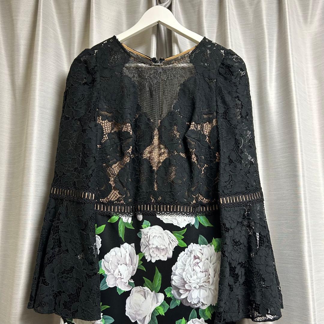 Tadashi shoji ワンピース　レース　花柄　ブラック