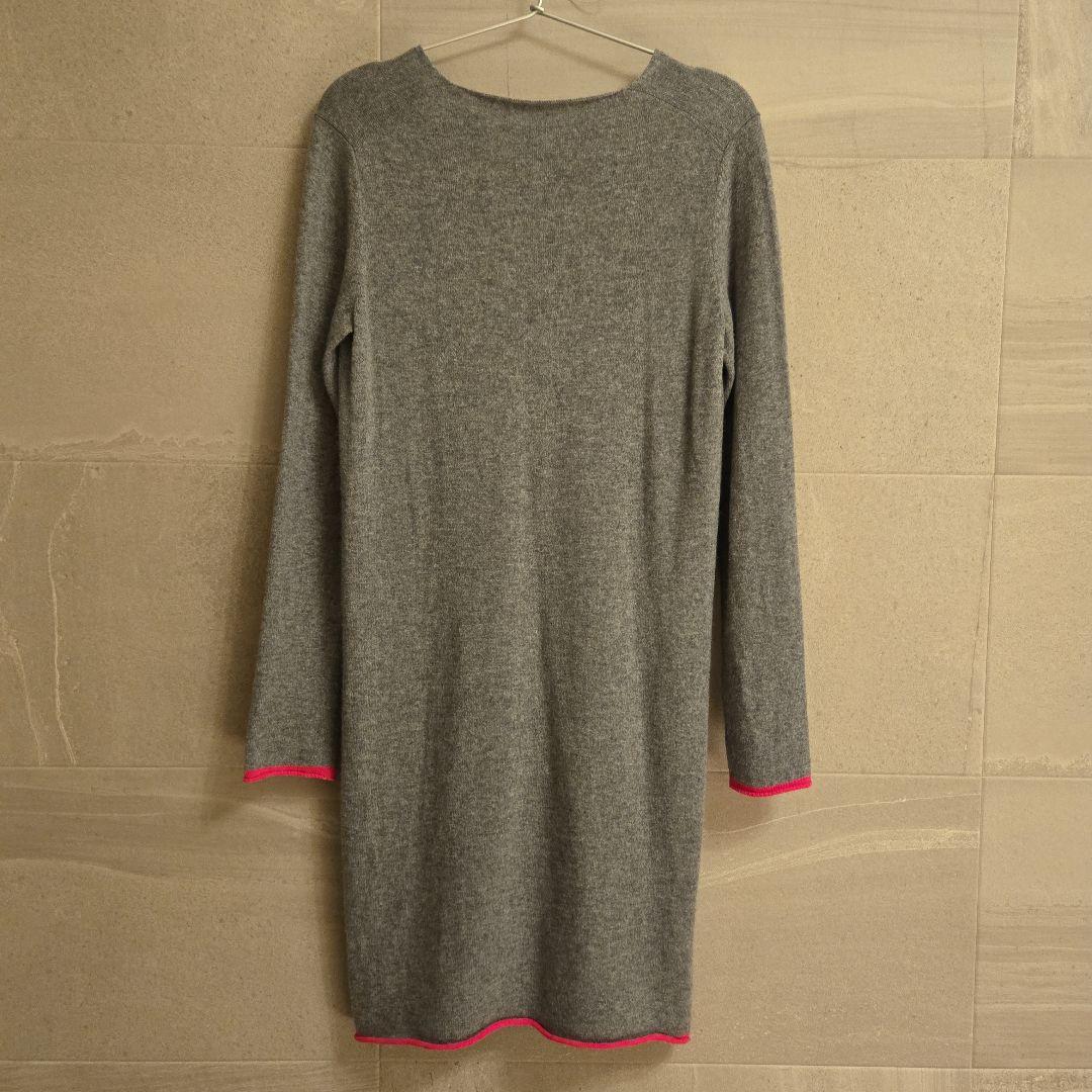 ルシアンペラフィネ スカル刺繍 ネオンピンク カシミア ワンピース ミニ 長袖