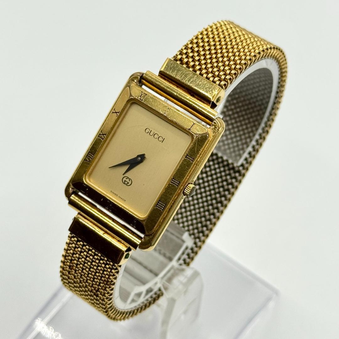 稼働品 GUCCI グッチ 腕時計 ゴールド文字盤 クォーツ ２針 4200M