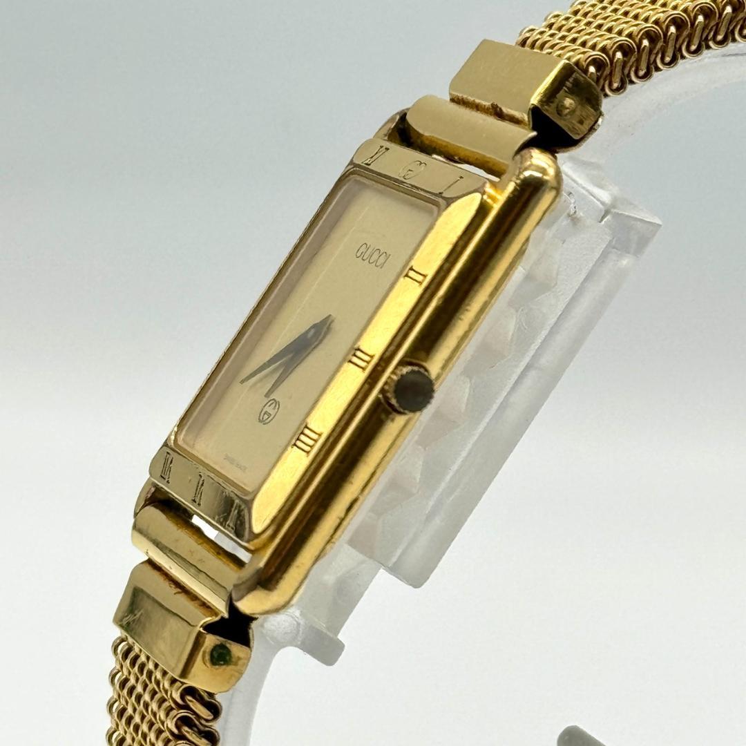 稼働品 GUCCI グッチ 腕時計 ゴールド文字盤 クォーツ ２針 4200M