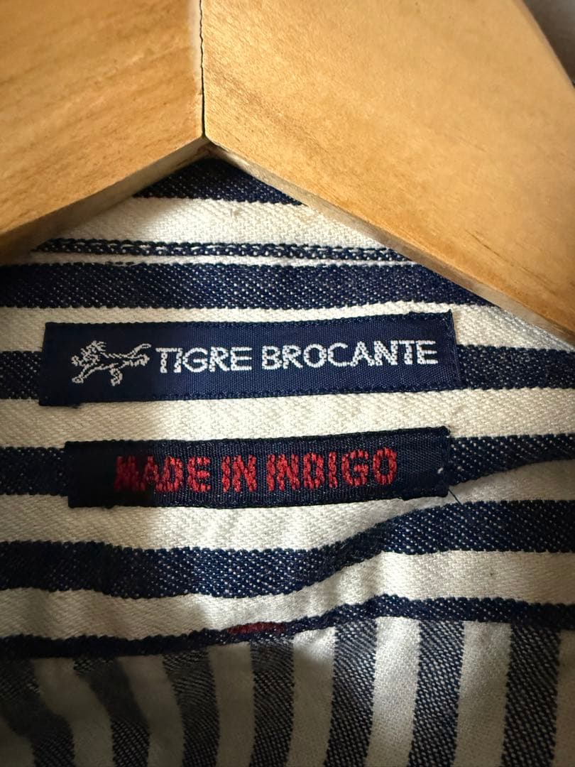 TIGRE BROCANTE ヒッコリーストライプスタンドカラー長袖シャツ