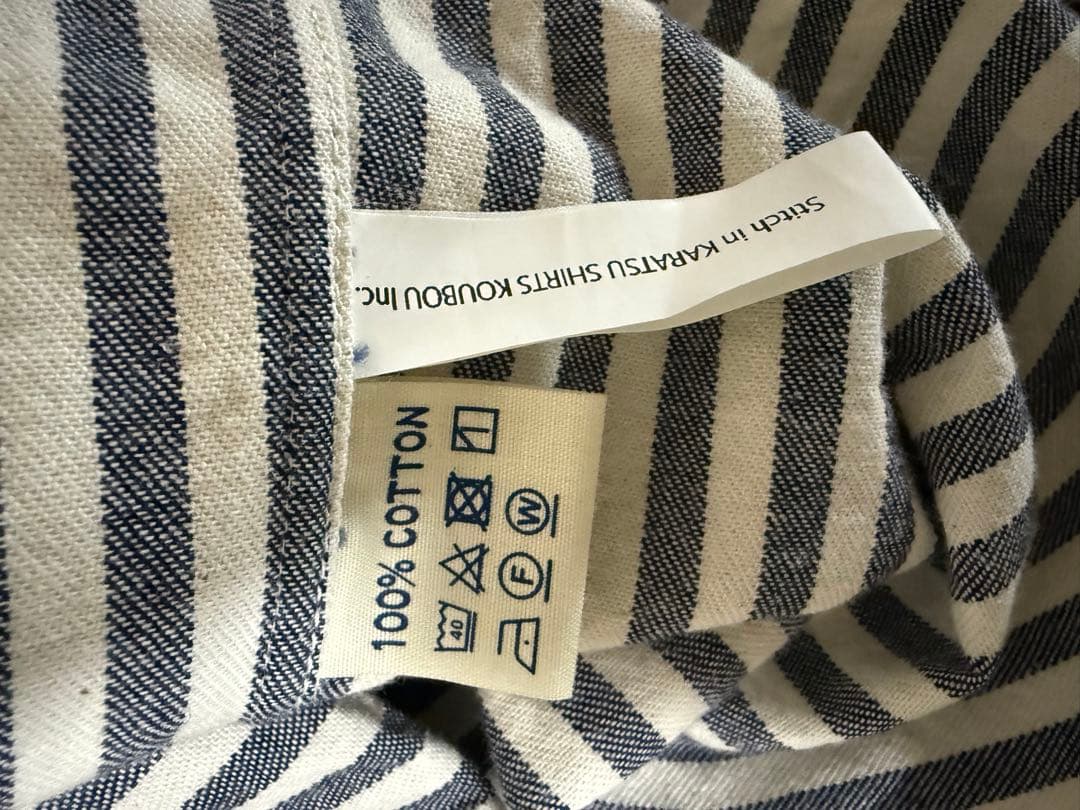 TIGRE BROCANTE ヒッコリーストライプスタンドカラー長袖シャツ