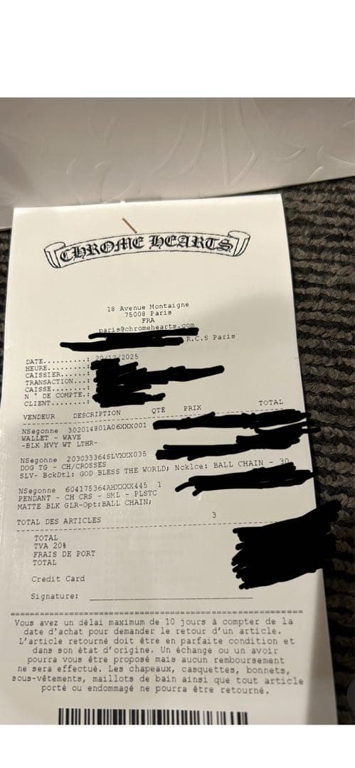 新品未使用 CHROME HEARTS ラバーシリコンネックレス　黒