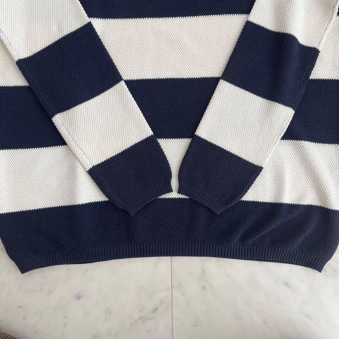 ドゥーズィーエムクラス ニット セーター コットン100% ネイビー ホワイト